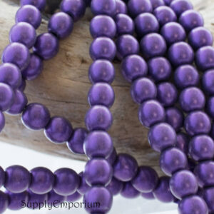 6mm metallic suede purple czech druk beads