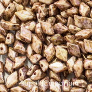 8x5mm czech gemduo 2 hole beads chalk senegal brown