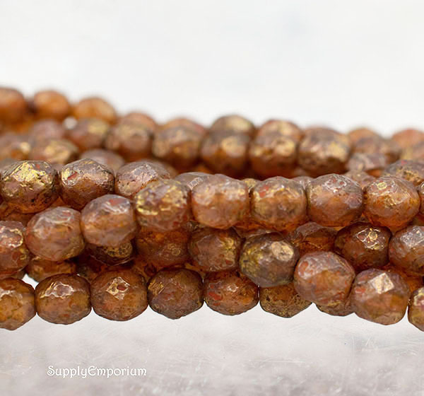 6mm Crystal Stone Copper Picasso Czech Fire Polish Round - 25 Pieces - 442 - Image 2