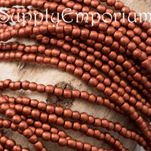 2mm Czech druk round beads matte metallic antique copper