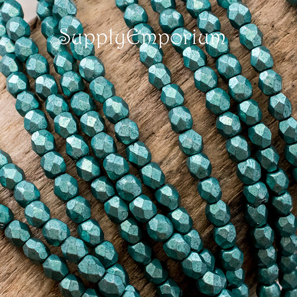 3mm Sat Metallic Island Paradise Czech Fire Polish Round - 50 Pieces - 4467