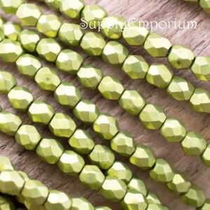 3mm saturated metallic primrose yellow czech fire polish round beads