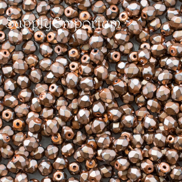 3mm Jet Heavy Metal Beige Czech Fire Polish Round - 100 pieces - 4510 - Image 3