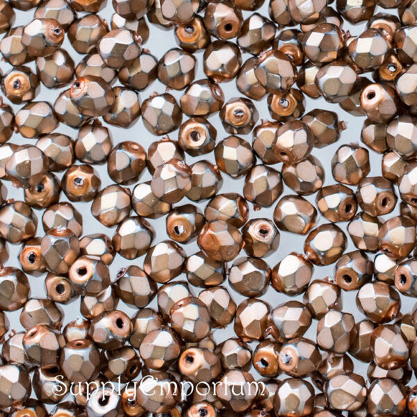 3mm Jet Heavy Metal Beige Czech Fire Polish Round - 100 pieces - 4510 - Image 2
