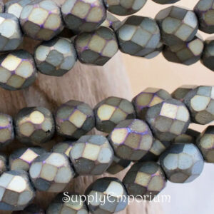 6mm matte iris brown czech fire polish round beads