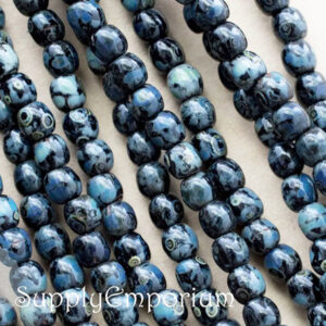 3mm czech druk round beads jet Picasso