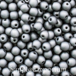3mm czech druk round beads crystal chrome full matte