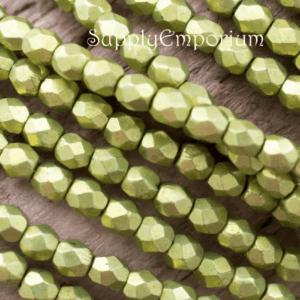 4mm czech fire polish round saturated metallic primrose yellow beads