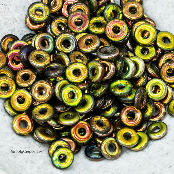 2x4mm Crystal Magic Green Czech O Bead - 5 grams - 4764RA - Image 3