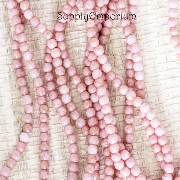 3mm Luster Op Topaz Pink Czech Druk - 100 pieces - 4815