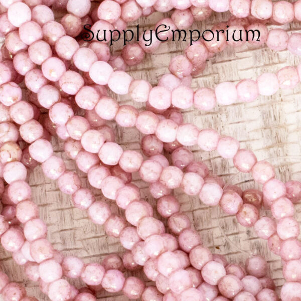 3mm Luster Op Topaz Pink Czech Druk - 100 pieces - 4815 - Image 3
