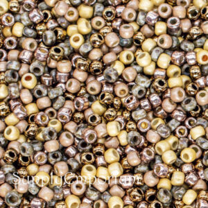 11/0 Toho seed bead mix in caramel, cream, gold, and warm brown tones