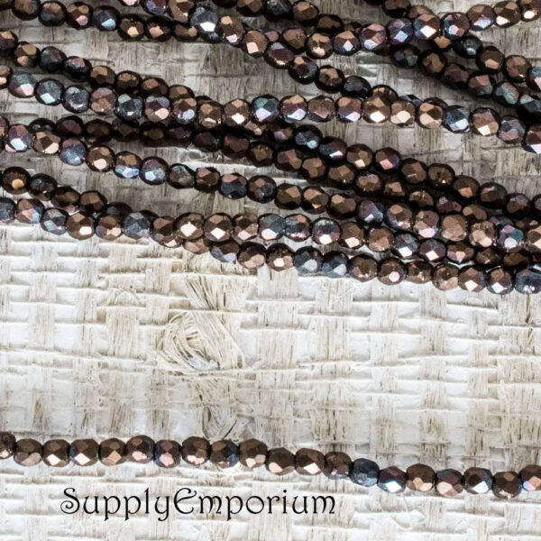 2mm Jet Matte Bronze Vega Czech Fire Polish Round - 50 pieces - 4830 - Image 3