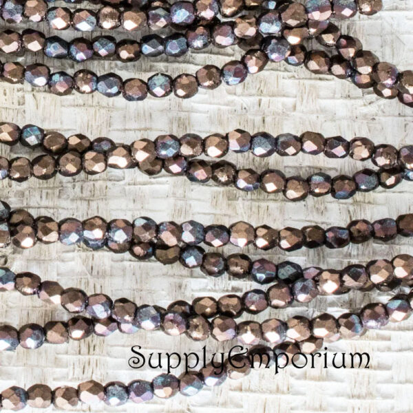 2mm Jet Matte Bronze Vega Czech Fire Polish Round - 50 pieces - 4830 - Image 2