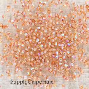 2mm czech fire polish round crystal orange rainbow beads