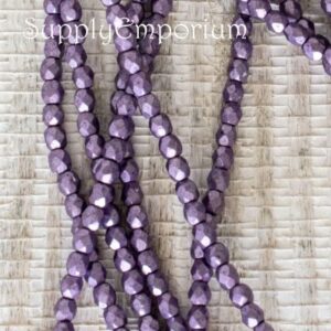 3mm saturated metallic ballet slipper czech fire polish round beads