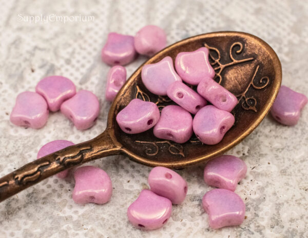 7.5mm Luster Metallic Pink Czech Ginko - 30 pieces - 5117R