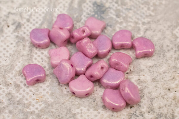 7.5mm Luster Metallic Pink Czech Ginko - 30 pieces - 5117R - Image 2
