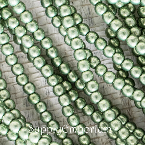 3mm Saturated Metallic Greenery  Czech Druk - 100 pieces - 5163 - Image 2