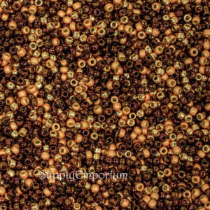 11/0 Toho seed bead mix in indian sunset tones of copper, bronze, gold, and warm earthy colors
