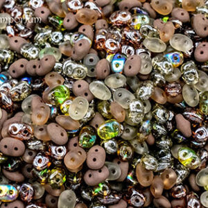 5x2.5mm Superduo bead mix in earthy tones including brown, tan, turquoise, and natural rustic hues