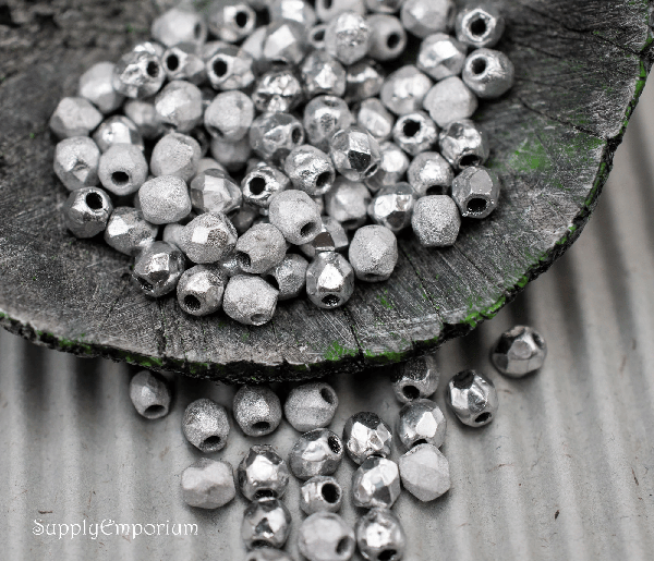 3mm Crystal Etched Labrador Full Czech Fire Polish Round - 50 pieces - 5358R - Image 3