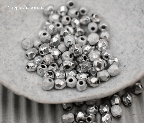 3mm Crystal Etched Labrador Full Czech Fire Polish Round - 50 pieces - 5358R - Image 2