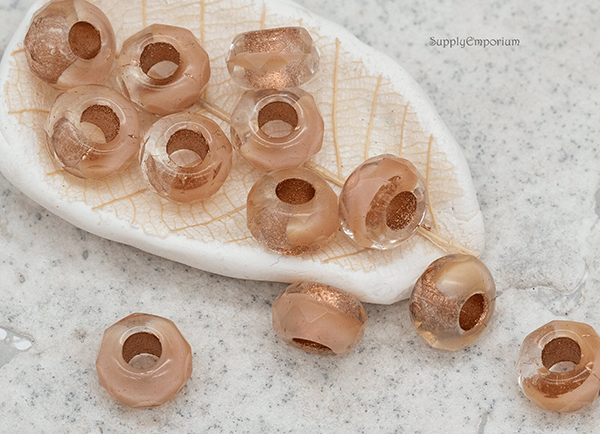 6x9mm Pink and Copper Czech Roller Bead - 12 pieces - 5435ROC12 - Image 3