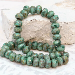 6x9mm Czech roller beads turquoise green 25 pieces