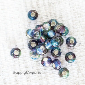6x9mm Czech roller beads sapphire blue purple mix 25 pieces
