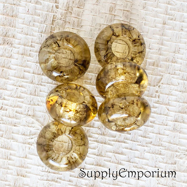 9X14mm Crystal Black Diamond Marble Czech Roller Bead - 6 pieces - 5520ROC11