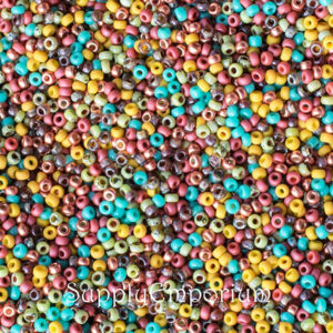 11/0 Miyuki seed bead mix in bright southwest colors including turquoise, red, yellow, green, and earthy tones