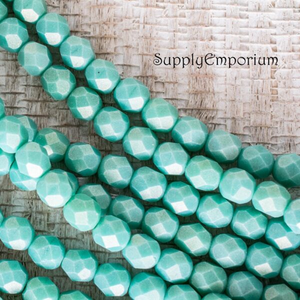 4mm Sueded Gold Turquoise Czech Fire Polish Round - 50 pieces - 5538 - Image 5