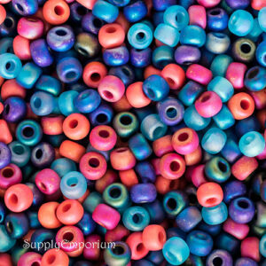 5/0 Miyuki seed bead mix in turquoise, coral, red, and bright southwest tones