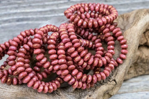 3x5mm Pink Silk Bronze Czech Rondelle - 30 pieces - 5660RA