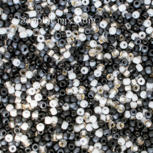 11/0 Toho seed bead mix in black, white, gray, and monochrome tones