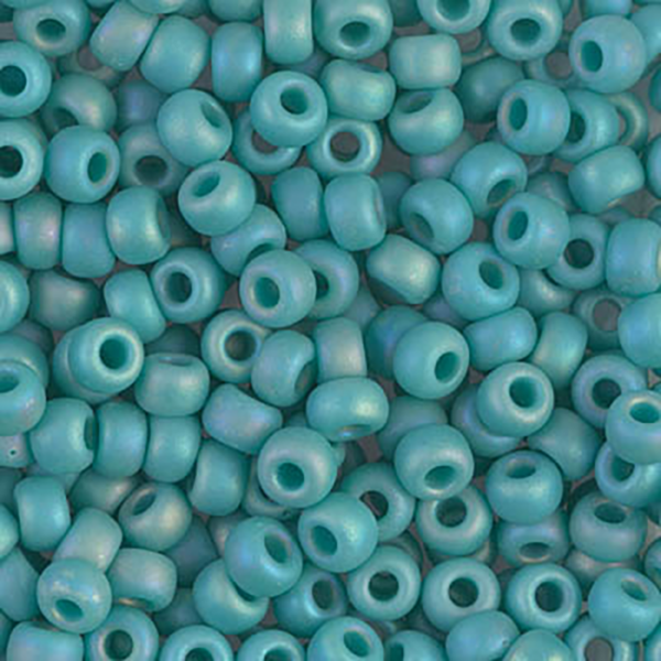 6/0 Matte Opaque Turquoise Green Ab Miyuki Seed Bead - Quantity: 16 grams - 4958