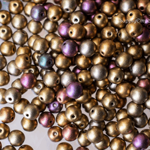 6mm ancient gold Czech druk round glass beads