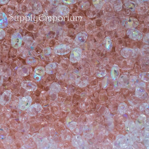 2x4mm MiniDuo beads in translucent rosaline pink with frosted ice finish