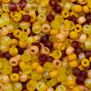 6/0 Miyuki seed bead mix in sunflower tones including yellow, gold, amber, and warm earthy hues