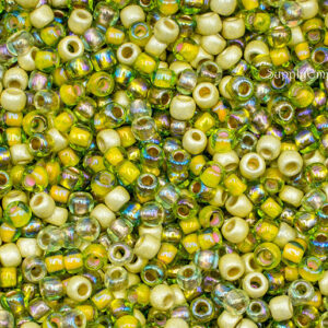 6/0 Toho seed bead mix in wildflower colors featuring green, yellow, white, and floral-inspired tones