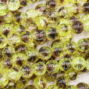 10mm crackle olivine and amethyst czech druk round beads 25 pieces