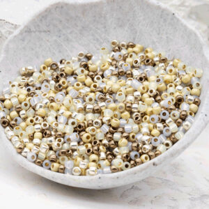 11/0 Toho seed beads in beige, cream, ivory, and soft neutral tones