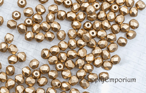 6mm Aztec Gold Czech Fire Polish Round - 25 pieces - 6460