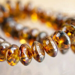 7x4mm Czech Rondelle Beads Transparent Topaz Picasso