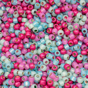 6/0 seed bead mix in pastel pink, turquoise, mint green, and soft multicolor tones