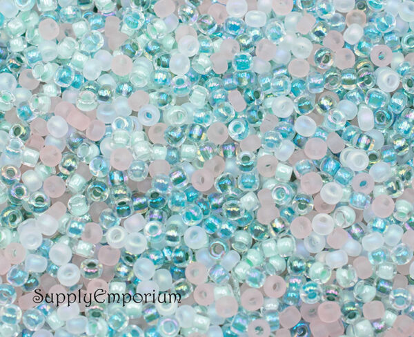 8/0 Beach Glass 8 Mixed Brands Seed Bead Mix - Quantity: 15 Grams - 6652