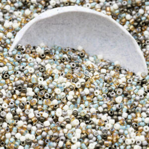 11/0 Toho seed beads in beige, cream, tan, and soft neutral earthy tones