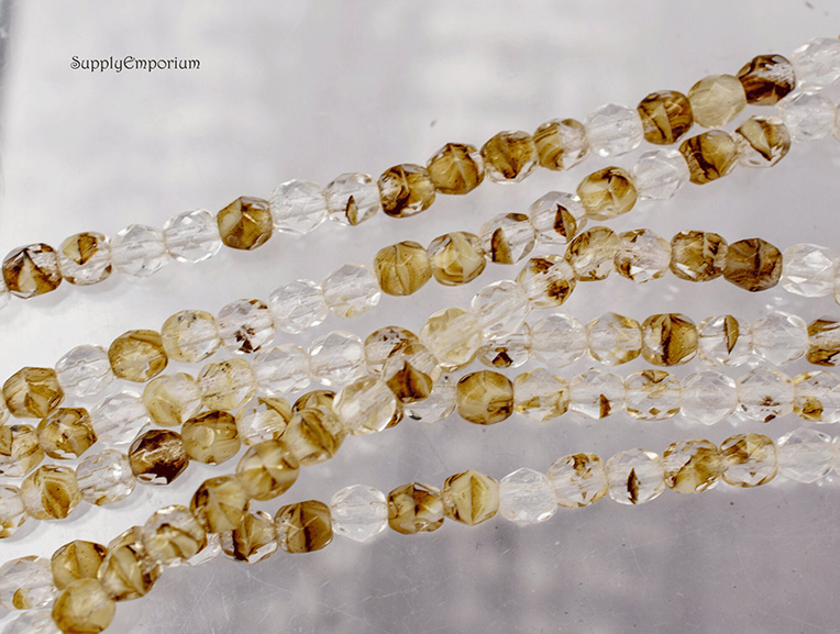 4mm Tortoise Shell Czech Druk - 38 pieces - 6691R