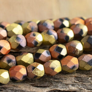 4mm matte California Gold Rush Czech fire polish round glass beads, 40 pieces